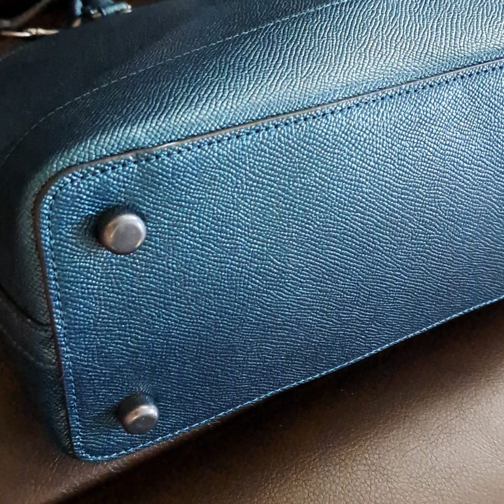 Coach Sierra Satchel in Metallic Dark Teal w/crossbody so Unique And Beautiful - Picture 7 of 13